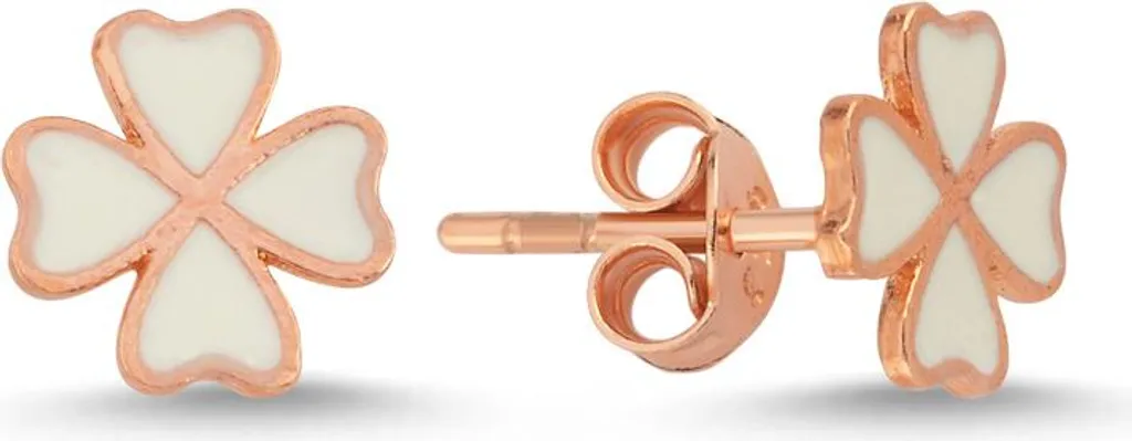 Boucles d'oreilles trèfle or rose et blanc : Cadeau femme idéal 925