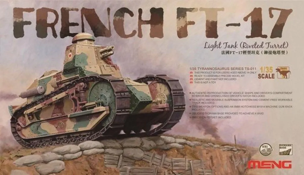 Maquette Char de Combat FT-17 Français 1/35 Kit Complet MENG TS-011