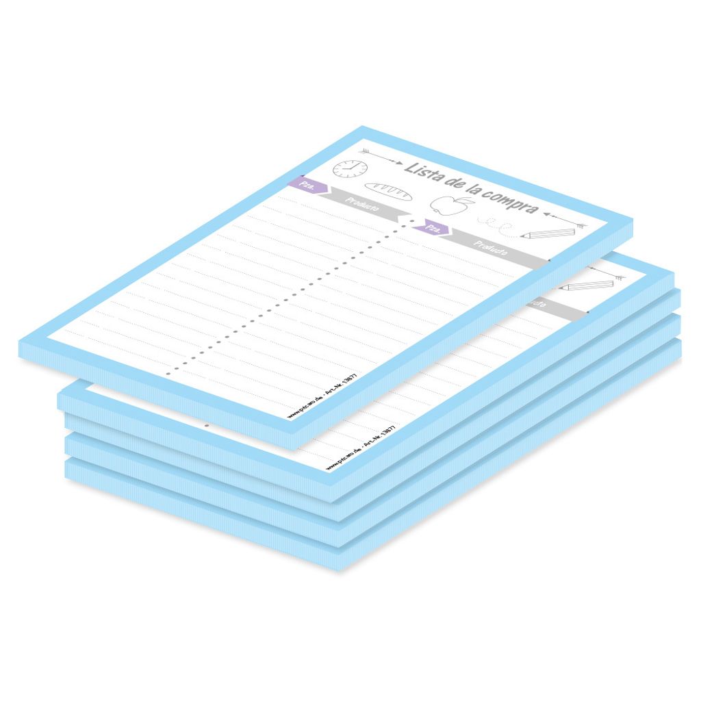 PRICARO Einkaufsliste Allerlei, hellblau, A6, 5 Stück, Sprachversion spanisch