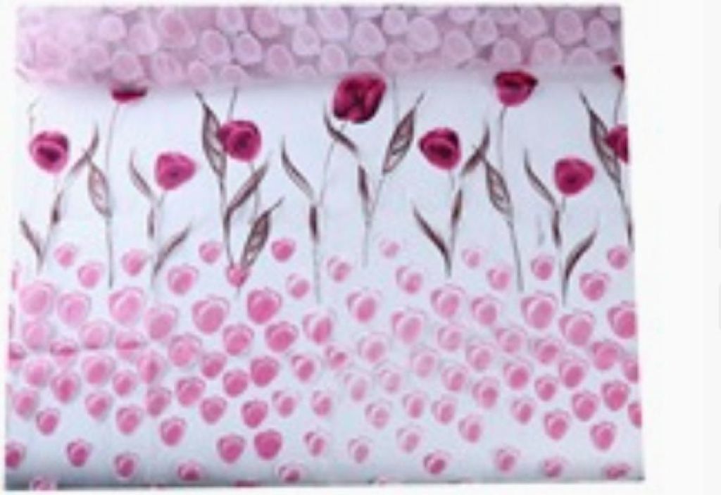 Rosa Tulpenmuster-Tüllvorhangstoff, transparenter Vorhang, amerikanischer Landhausstil