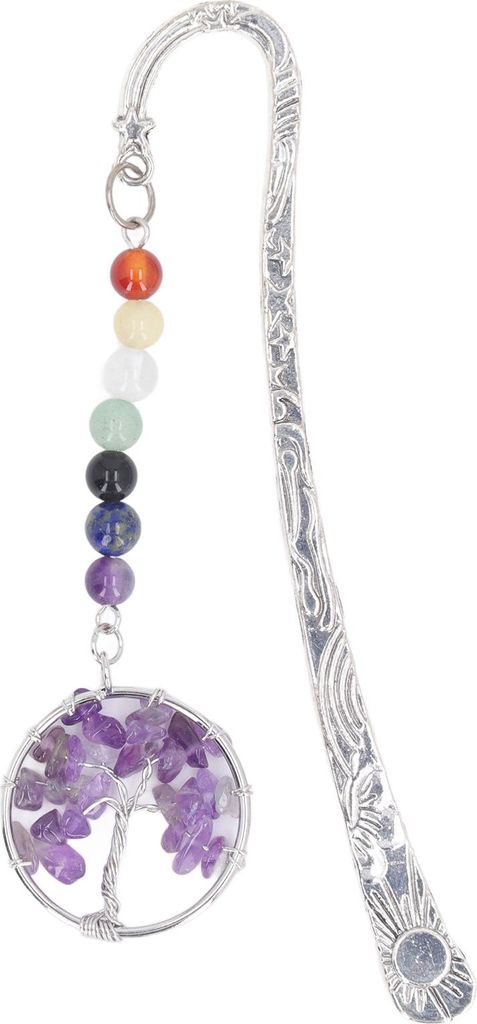 Chakra Crystal Lesezeichen Innovative Exquisite Decorative Vintage Metal für Student Office Geburtstagsgeschenk Amethyst