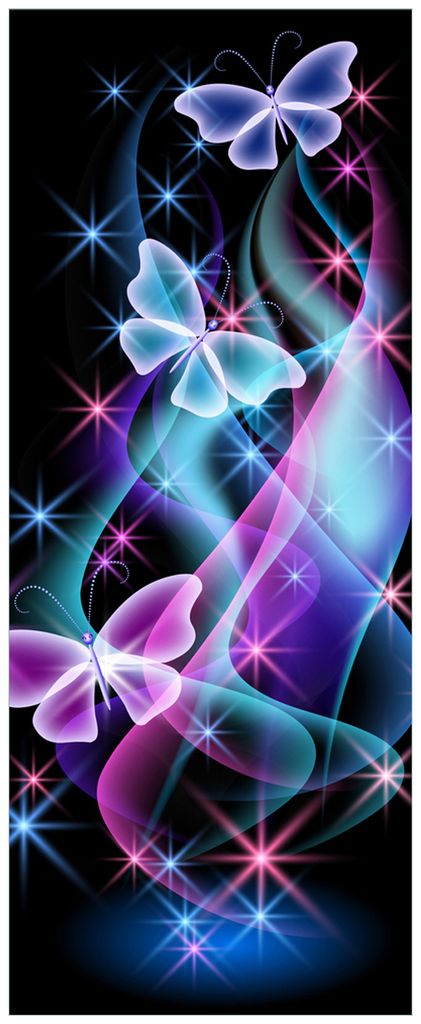 Wallario Premium Glasbild, freischwebende Optik, kräftige Farben, Größe 125 x 50 cm Motiv Schmetterlinge in bunten, strahlenden Farben