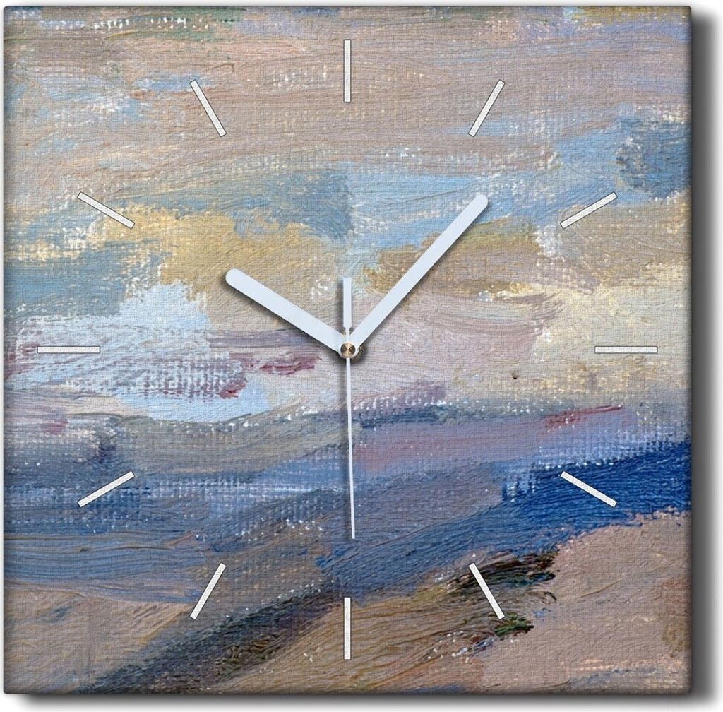 Coloray Hodiny Unikátní 30x30 cm Tiché hodiny Pro obývací pokoj a kuchyň Nástěnné hodiny Plátno Černé ručičky hodin - Daubs kartáč