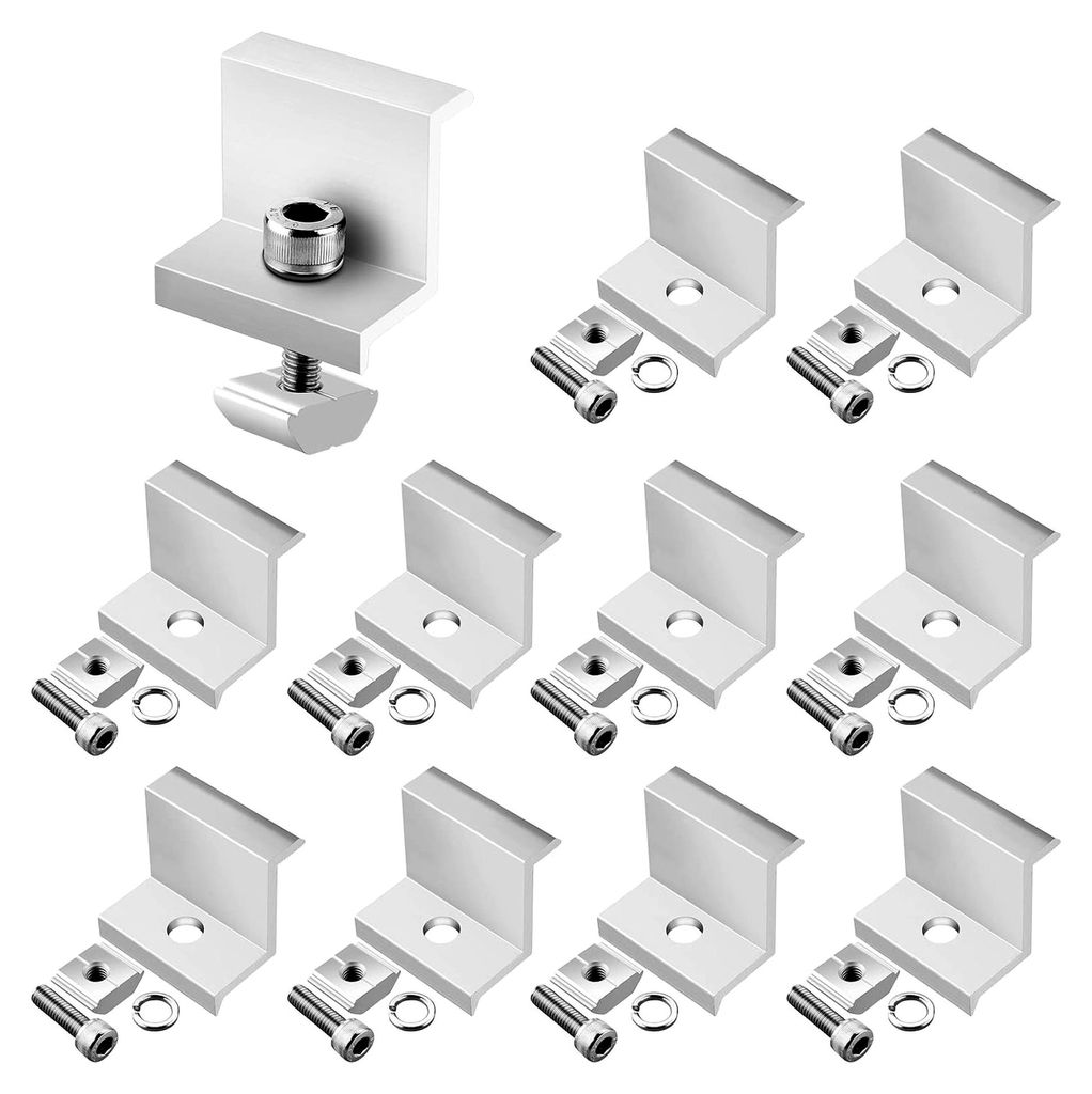 10x Endklemmen 35mm Solarmodul Halterung, Photovoltaik Modulklemmen Befestigung Solarpanel Randklemme, Aluminium Solarmodul Halterung für Balkonkr...