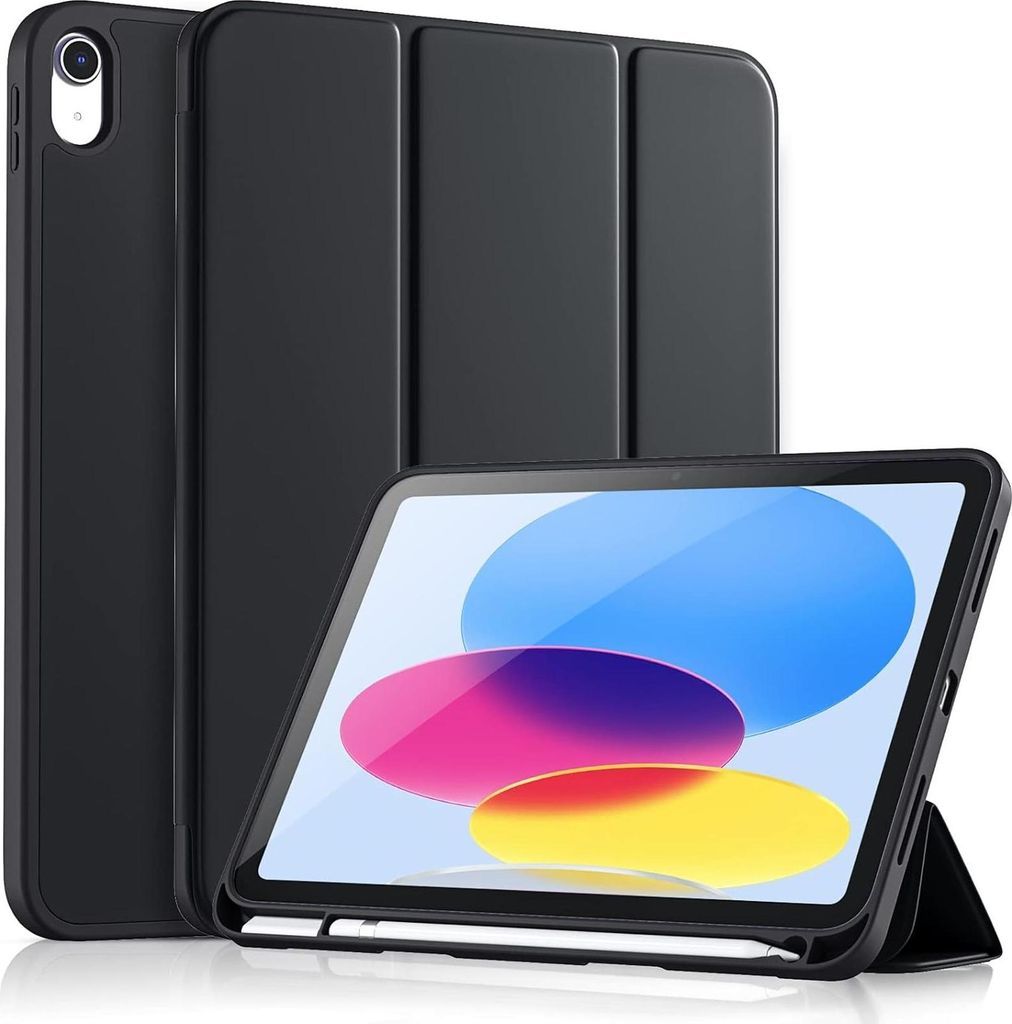 Smart Cover für das Apple iPad Pro 12.8 2021 Tablet Schutzhülle Tasche Hülle Stand Case aufstellbar mit Stift Halter in Schwarz