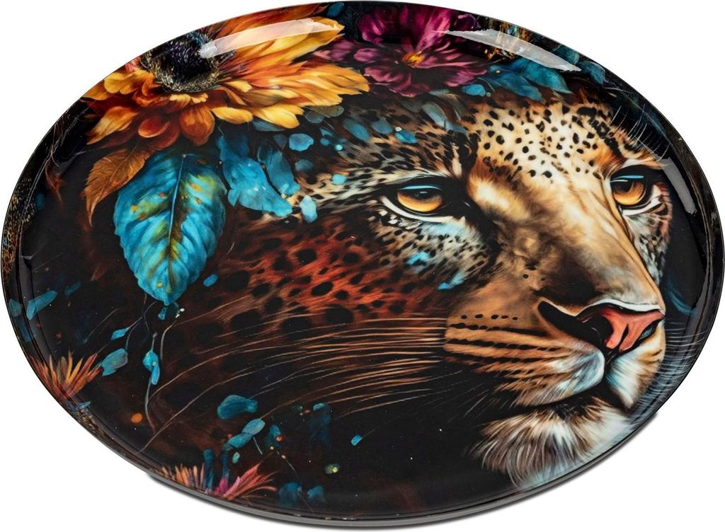 formano Dekoteller Leopard Ø28cm Metallteller mit edlem Großkatzen-Motiv schwarz