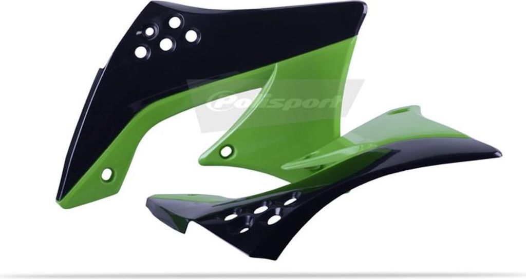 POLISPORT Kühlerspoiler seitlich Originalfarbe Schwarz/Grün passend für KawasakiKX450F