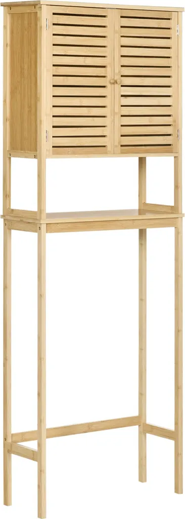 Étagère de toilettes dessus WC en bambou meuble de rangement vertical