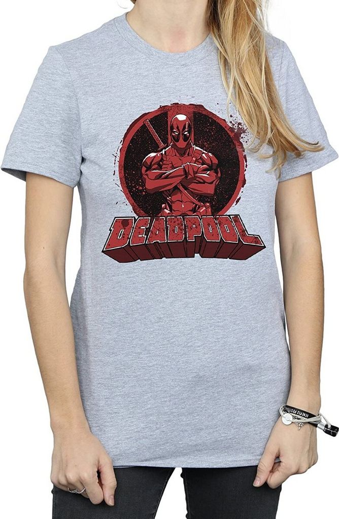 Deadpool - "Arms Crossed" T-Shirt für Damen BI1162 (S) (Grau)
