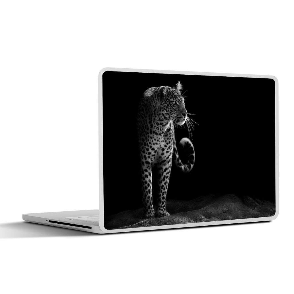 MuchoWow Laptop Aufkleber Sticker Cover Wildtiere - Leopard - Natur - Schwarz - Weiß 30x21 cm - Sticker für Laptop - Selbstklebend