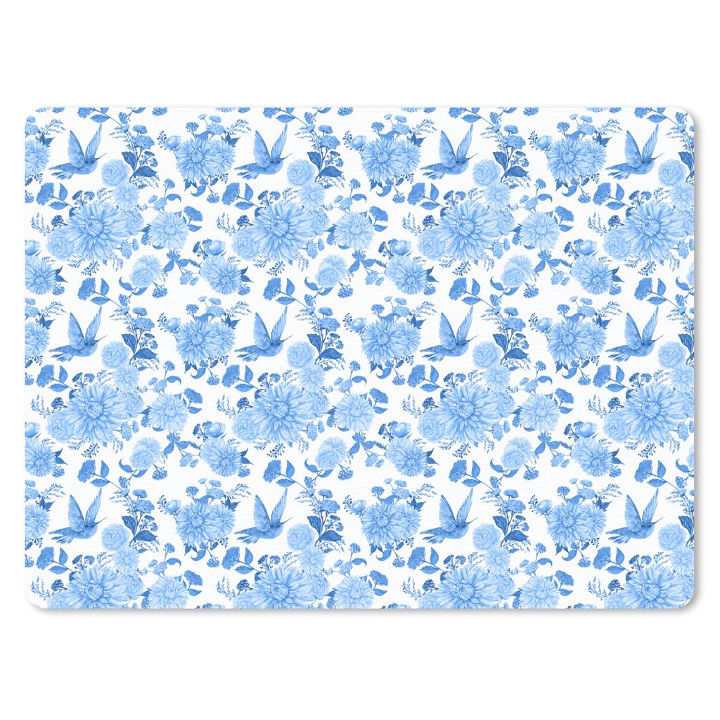 MuchoWow Mauspad Mousepad Blumen - Muster - Blau 23x19 cm - Mousepads - Maus Mat - Pad - Mausunterlage - Schreibtischunterlage - Mauspad