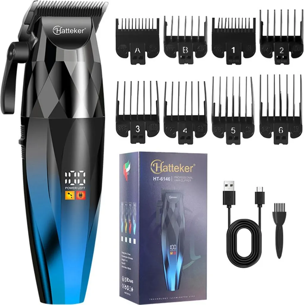 INF Tagliacapelli Elettrico Professionale Blu - Lama Regolabile e LED