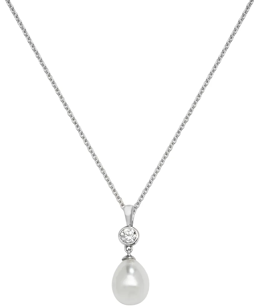 Bijou Mariage Femme Pendentif Perle Argent 925 et Zirconium TRS23959