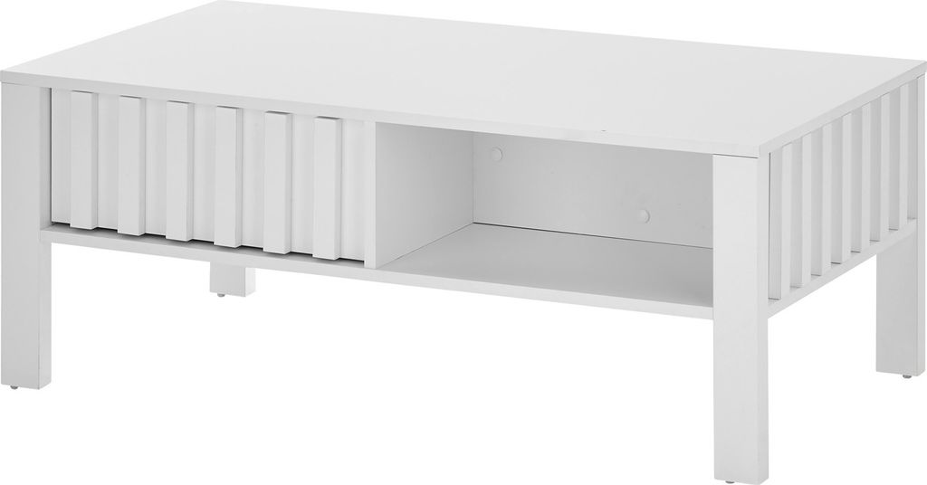 Couchtisch - 107 x 60 cm - Weiß - mit Schublade