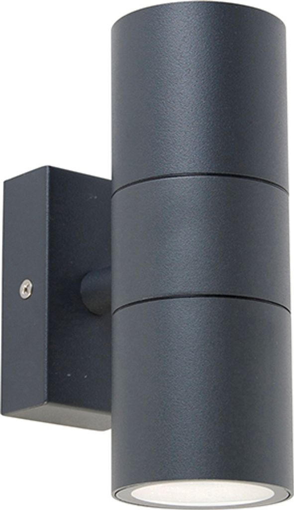 QAZQA - Modern Außen Wandleuchte anthrazit IP44 - Duo I Außenbeleuchtung I Up & Down - Edelstahl Rund - LED geeignet GU10