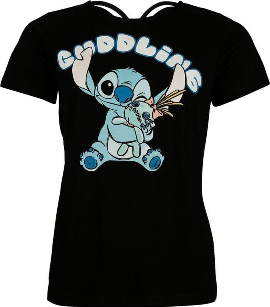 Lilo & Stitch T-Shirt Damen Cuddling schwarz M