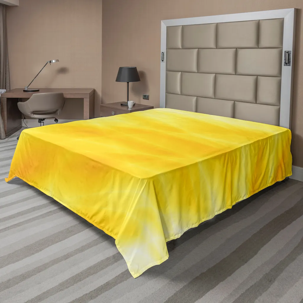 Drap plat Doux Jaune pour Grand Lit - Fini le Linge de Lit qui Glisse 260cm