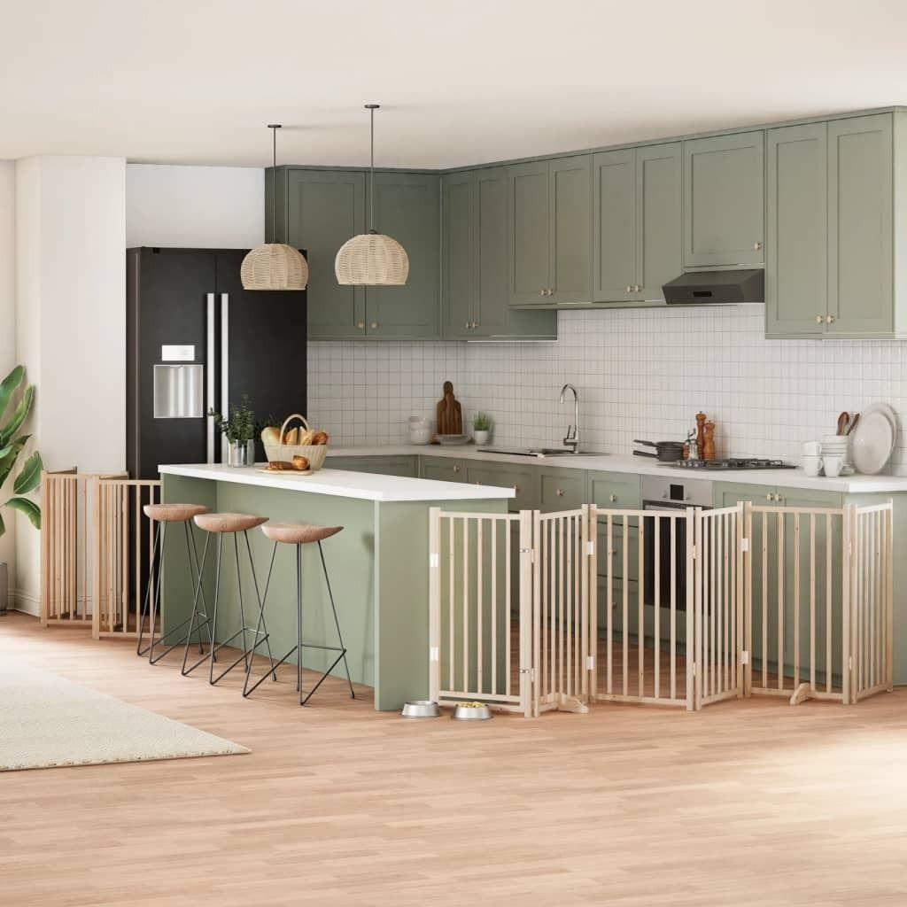 Möbel 15-tlg. Hundetor mit Tür Faltbar 750 cm Pappelholz - Sonstiges Hundezubehör 3155702