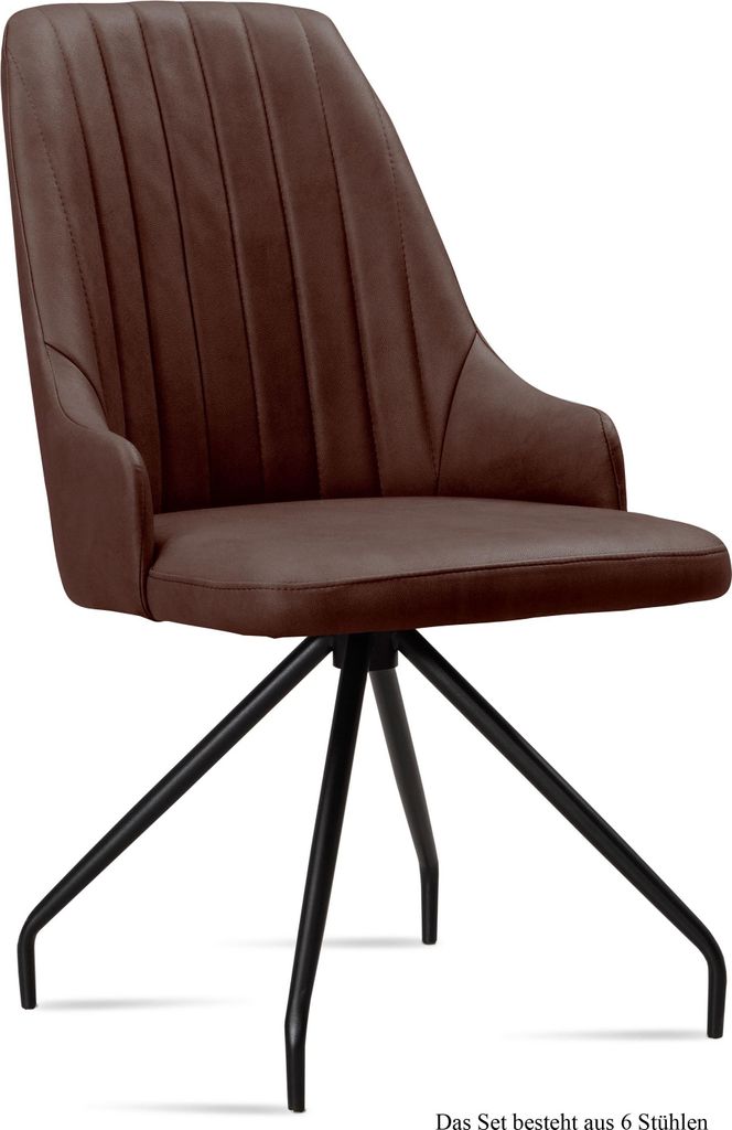 Esszimmerstuhl (6er-Set) Dilara 52x91x60 Schwarz/Braun