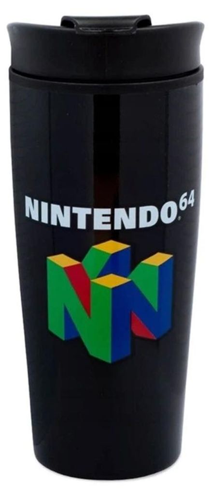 Nintendo - "N64" Reisebecher, Logo, 450ml CD1651 (Einheitsgröße) (Schwarz/Weiß)