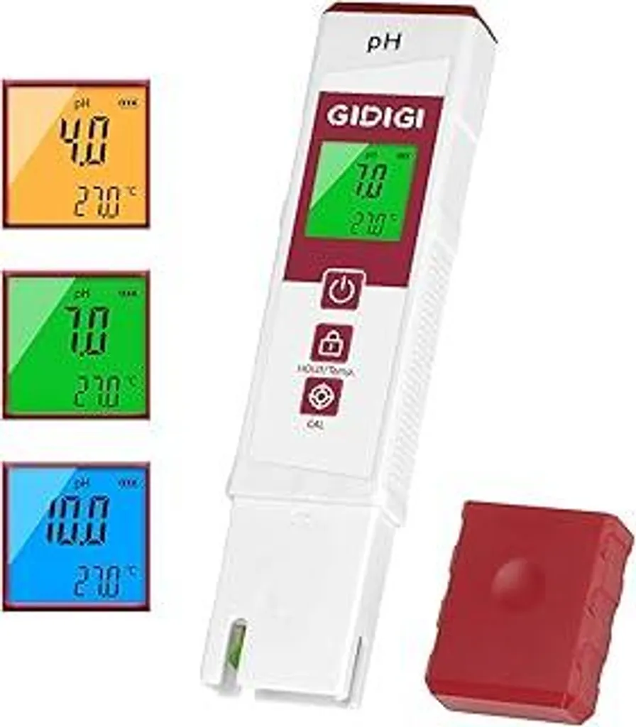 Misuratore digitale di pH per acqua con display a colori, tester di pH per piscine, tester professionale di pH con ATC per idroponica, spa, vasche idromassaggio, acquari, acqua potabile (in sostituzione delle strisce reattive per pH)