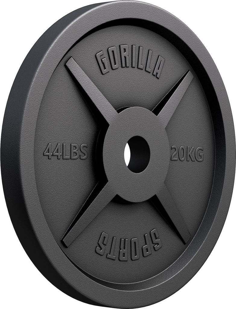 GORILLA SPORTS Olympia Hantelscheiben - 20kg Gewichte, 50mm Bohrung, Gusseisen - Gewichtsscheiben, Hantelscheiben-Set, Hanteln