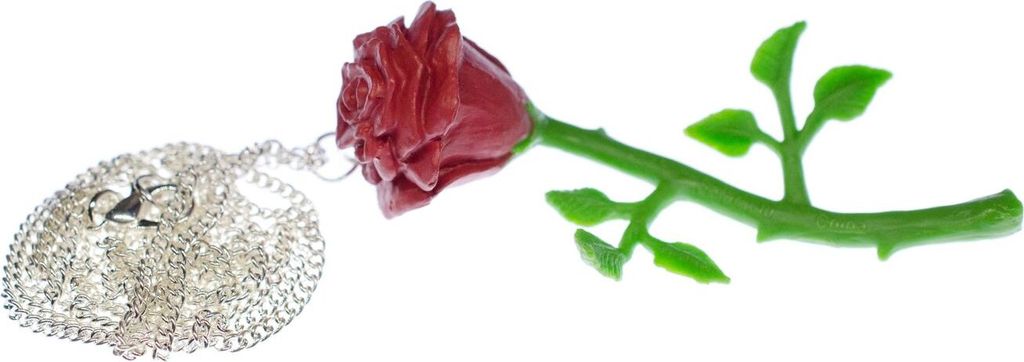 Rose Halskette Miniblings Blume Blumenkette Blumen 80cm Kette rot Liebe
