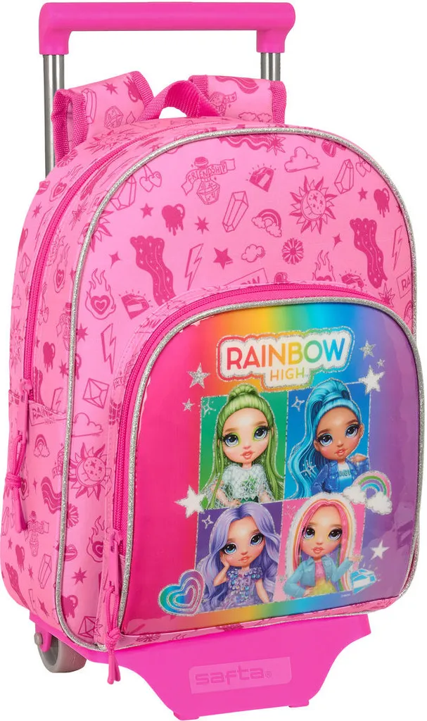 Sac d'école Rainbow High anti mal de dos, cartable roulettes fille