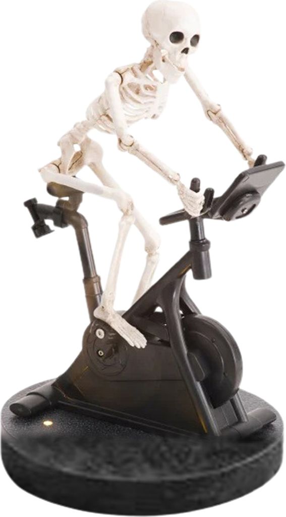 Halloween Heimtrainer Skelett Figurine Harz Radfahren Fitness Bike Schädel Statue Skulptur Home Office Bücherregal Desktop Dekoration Ornament