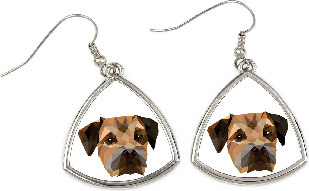 Border Terrier - Orecchini con un'immagine e la scritta "Cane geometrico" di Art-Dog