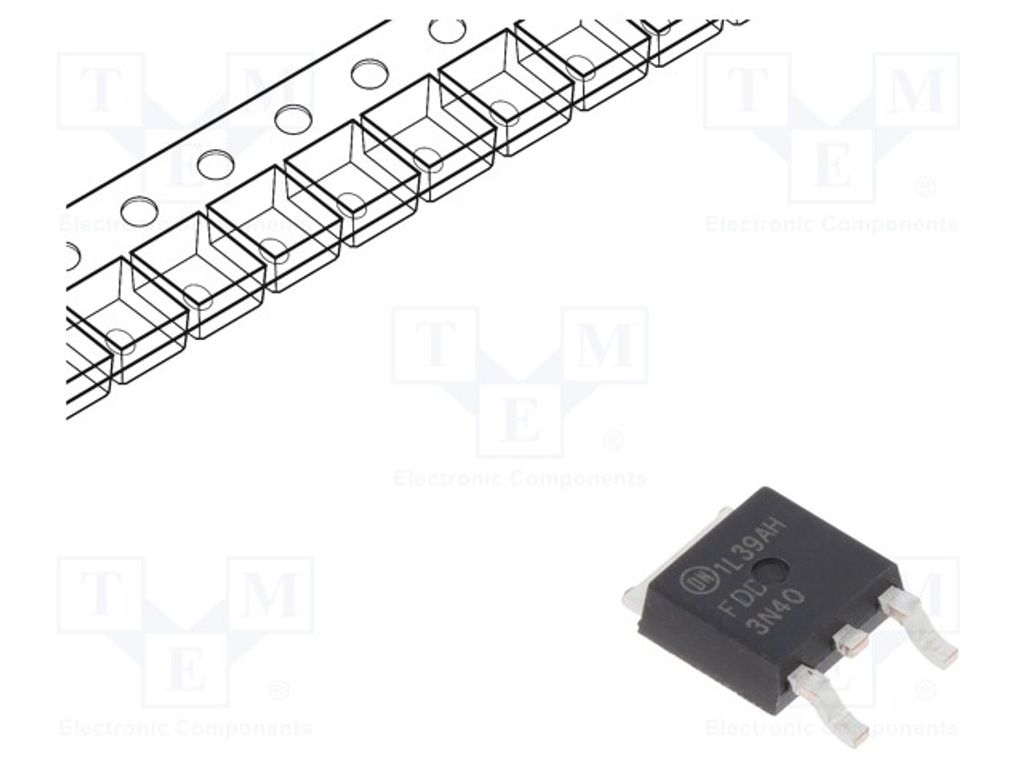 1x Transistor: N-MOSFET 1,25A 400V 30W unipolar DPAK FDD3N40TM N-Kanal-Transistor