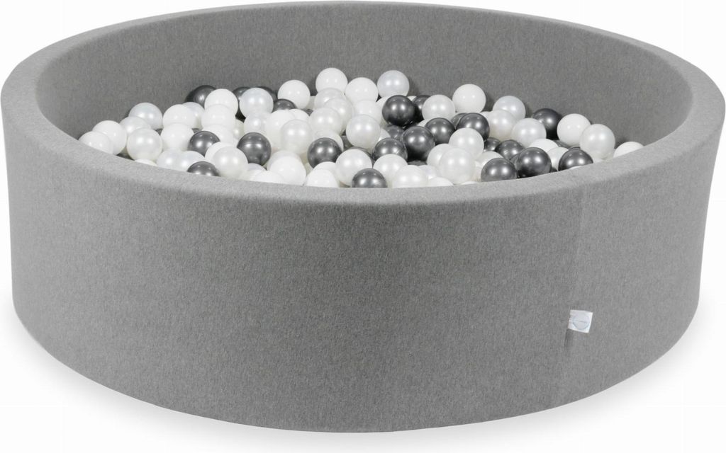 Dry Grey Pool 130x40 mit 700 Bällen: Weiß, Perlmutt, Metallic-Graphit
