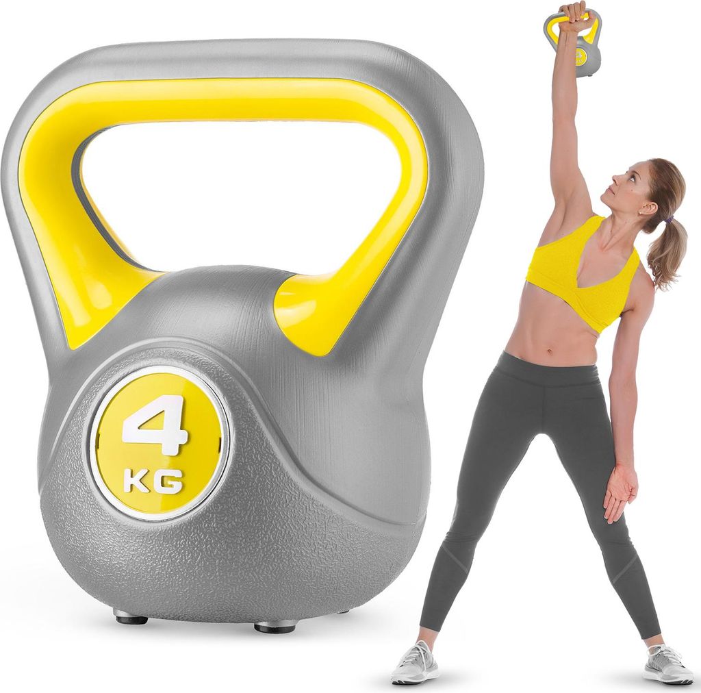 Gymtek Kettlebell Hantel - 4kg Gewicht - Kugelhantel, Schwunghantel, Kugelgewicht für Home Gym, Fitness, Pilates, Krafttraining