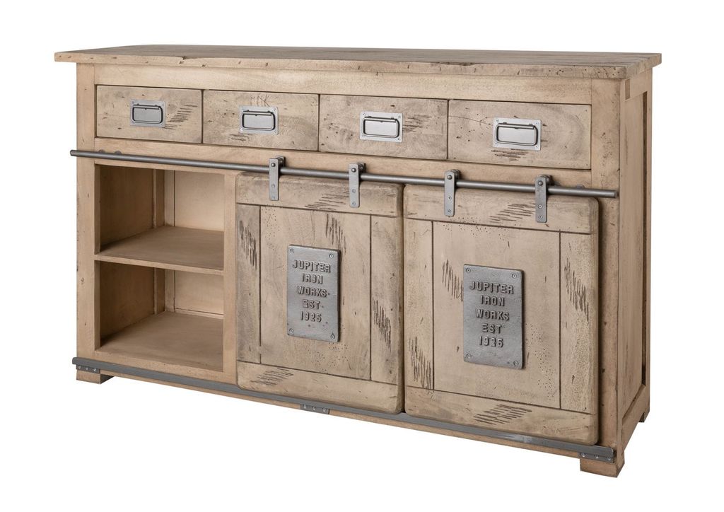 MASSIVMOEBEL24 | Buffet 150x45 Manguier laqué blanchi Image du produit 
