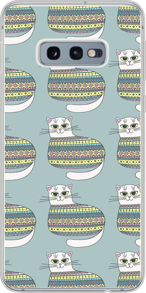 MuchoWow Handyhülle Schutzhülle Hülle für Telefoonhoesje Samsung Galaxy S10e Mädchen - Katzen - Pullover - Schnittmuster - Mädchen - Kinder...