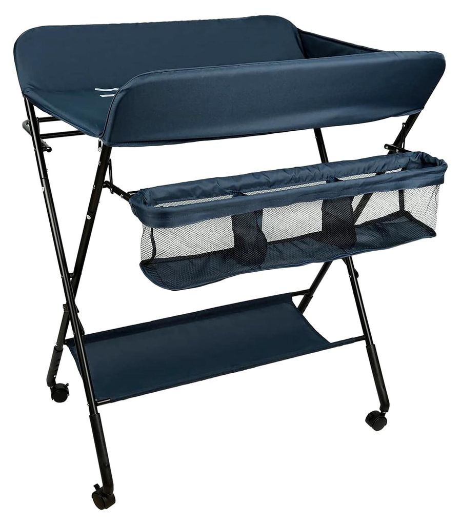 Wickeltisch, zusammenklappbar, mit Aufbewahrungskorb, Struktur aus Eisen, max. Belastung 25 kg, für Neugeborene, ergonomisches Design, Wickeltisch...