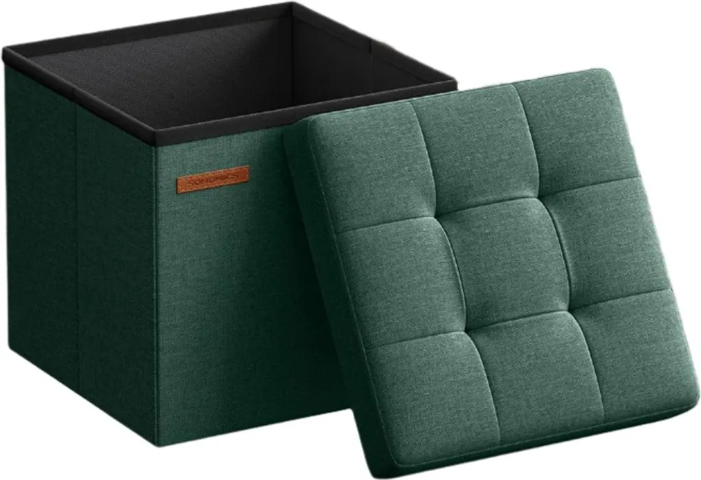 Siège d'appoint avec coffre : petit meuble de rangement 30 cm vert d'eau