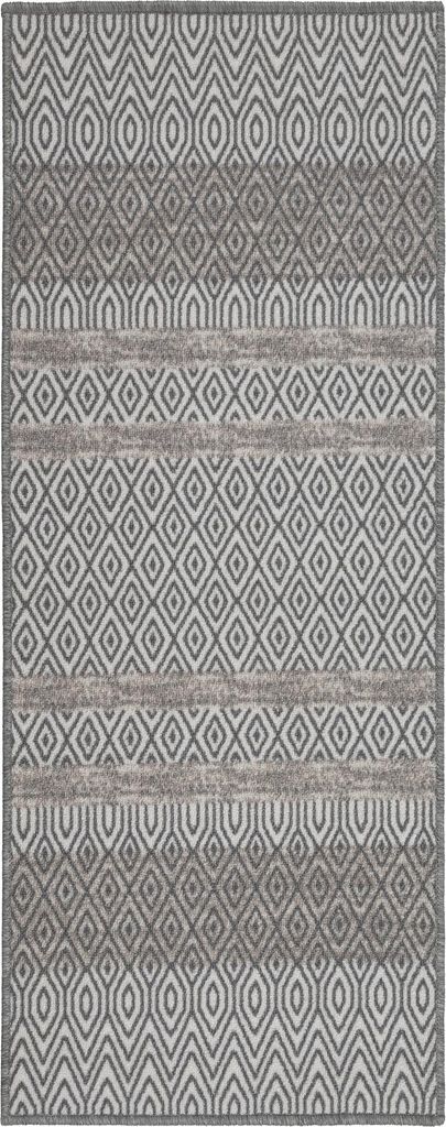Teppich Läufer Flur - 80x300 cm - Grau - Rutschfest - Läufer für die Küche - Geometrisches Muster