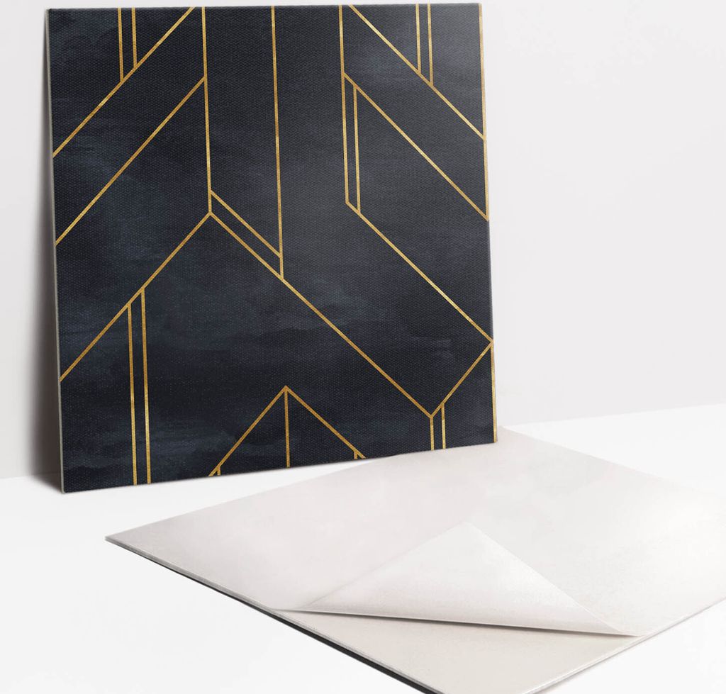 Fliesenaufkleber Set - 9 Stück Selbstklebende PVC Fliesen-Designs - Für Bad und Küche 30 x 30 - Abstrakte Linien