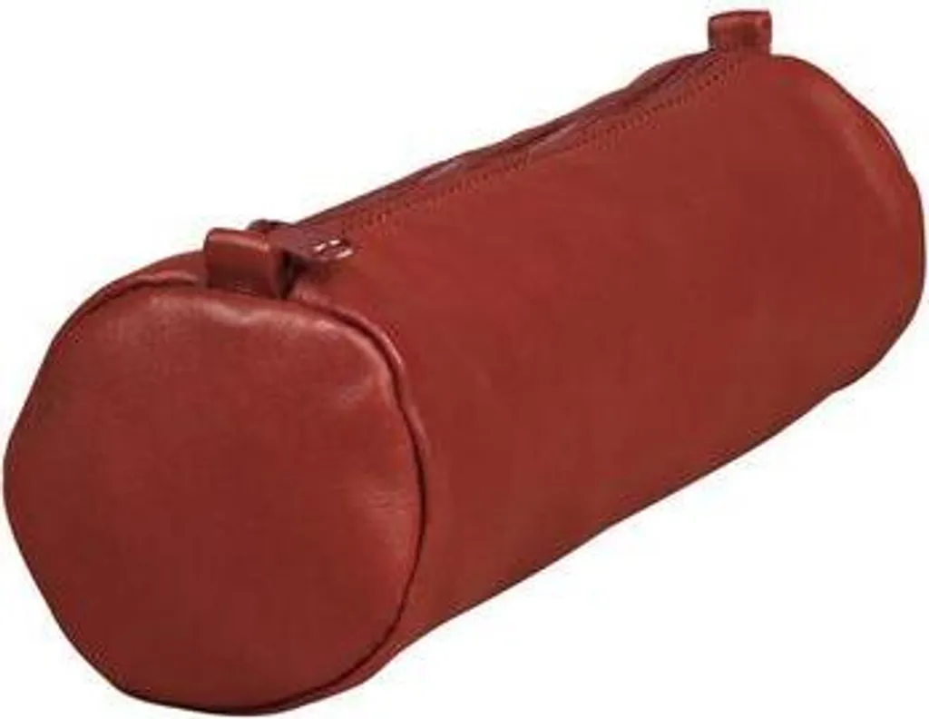 AgeBag astuccio per matite in vera pelle di pecora rosso rotondo