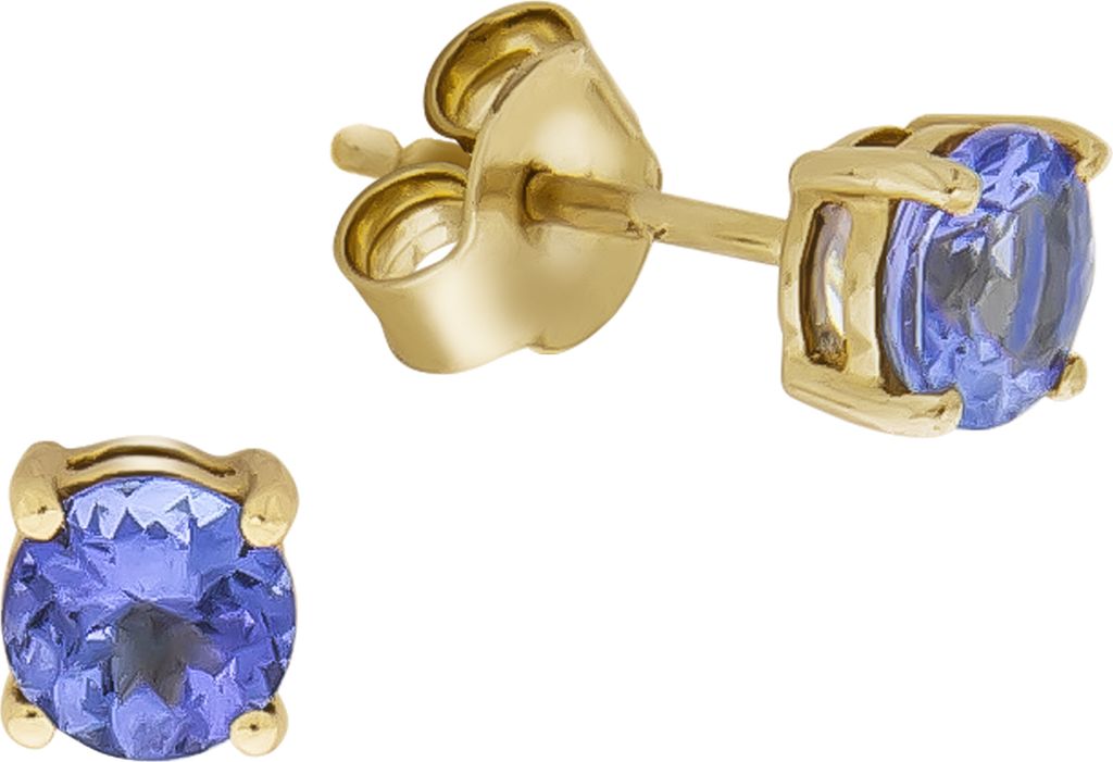 V Ohrstecker 375/- Gold 0,6cm gelb Tansanit blau 300320031-2