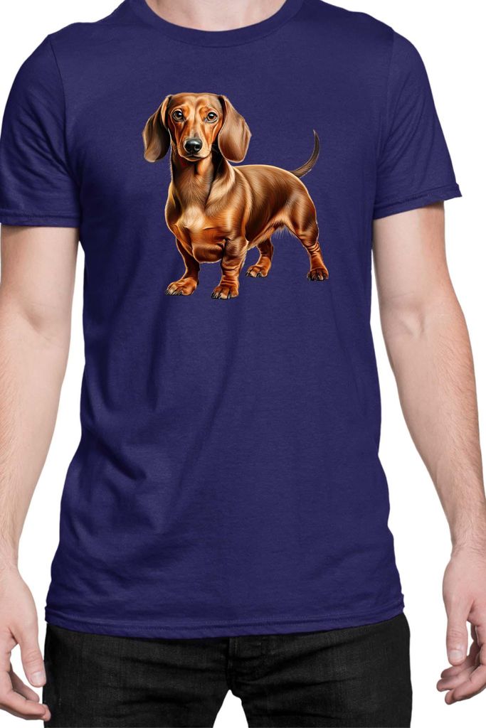 Herren T-Shirt Dogs Breeds Dachshund Dog Breed 008, Man S / Dunkelblau