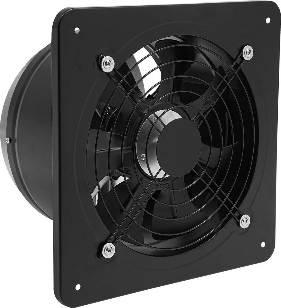 Abluftventilator - Wandmontage - 100 W - 2600 U/min - Metallgehäuse - Spritzlackiert - US/EU Stecker - Schwarz