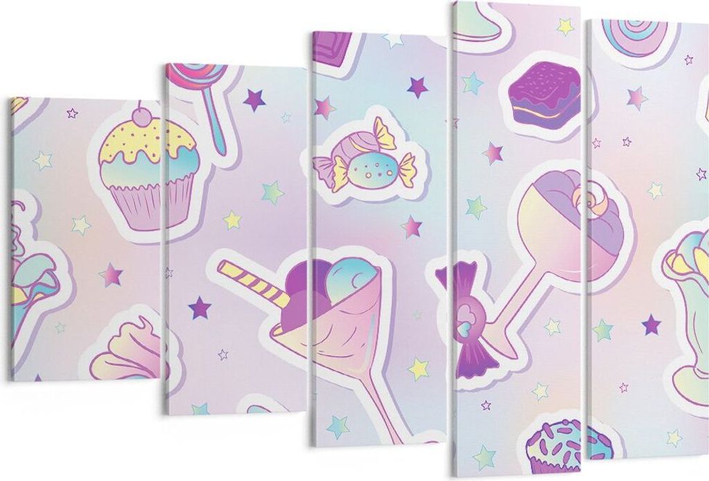 Bild auf Leinwand - Leinwandbild - Süßigkeiten Süßigkeiten Kinder Kuchen - 150x100cm - Wand Bild - Wanddeko - Leinwanddruck - Bilder - Kunstdru...