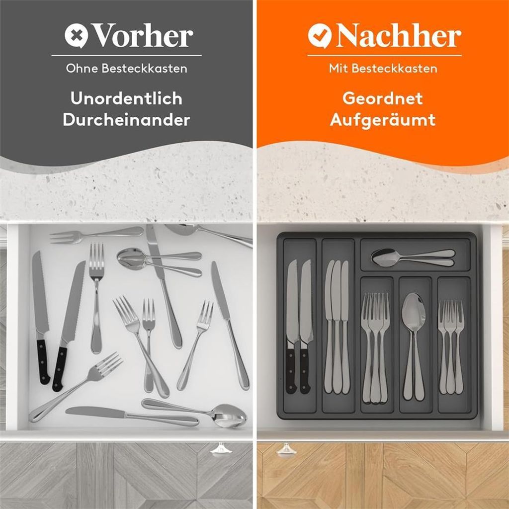 Bestecktablett Mit Deckel & Abtropfgestell – 3-teilig, Weiß, Aus Kunststoff, Spülmaschinenfest, Für Schublade Oder Arbeitsplatte