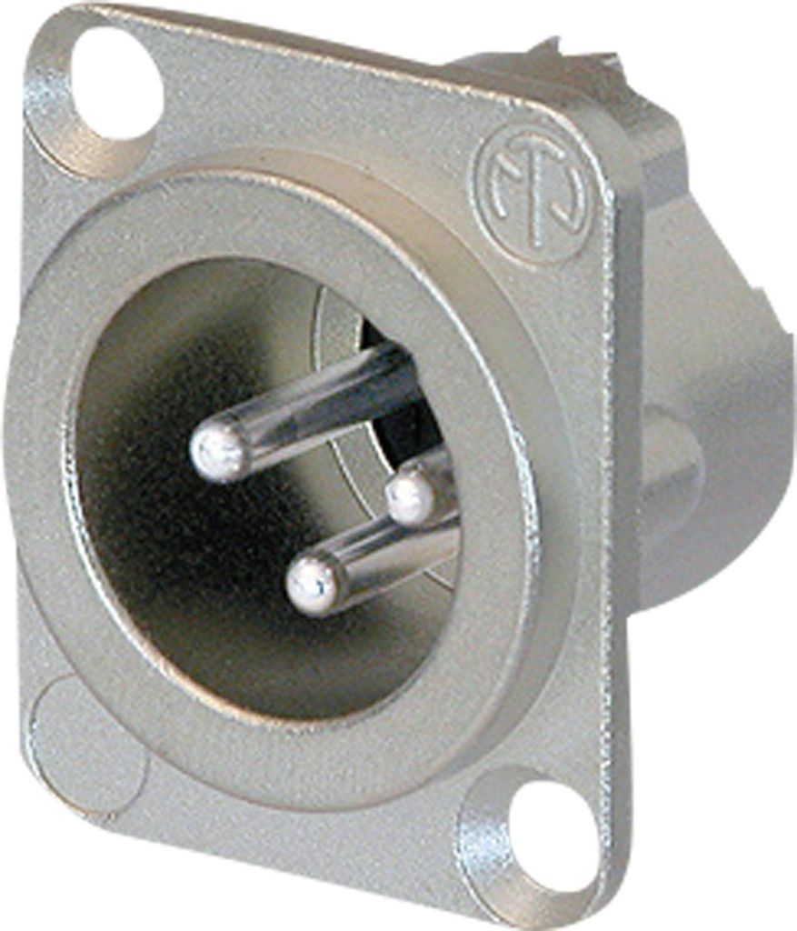 Neutrik XLR 3P Chassis - male Silberkontakte - Nickelgehäuse