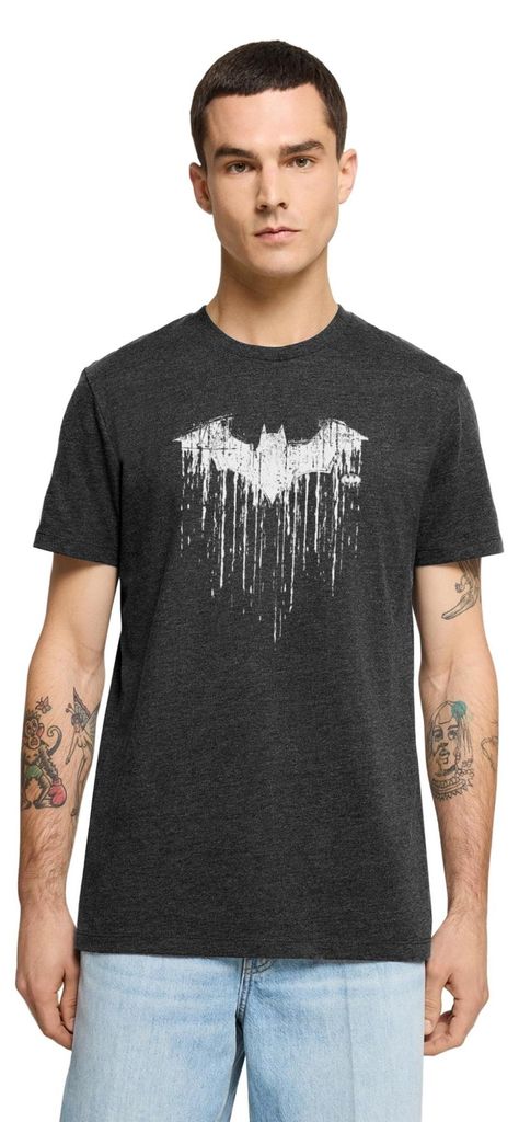 Spreadshirt DC Comics Batman Fledermaus Used Look Männer Premium T-Shirt, XL, Anthrazit meliert