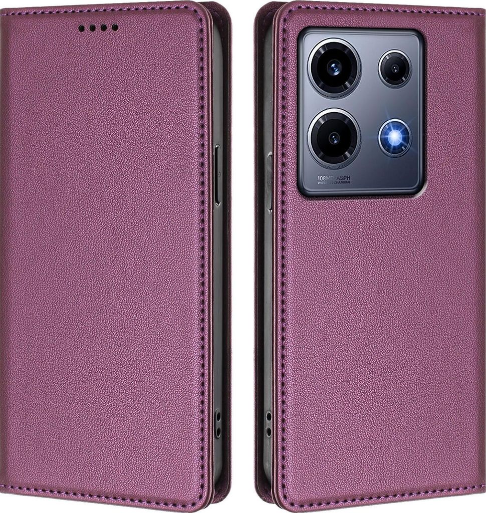 Handyhülle für Infinix Note 30 VIP, Kunstleder Klapphülle Stoßfeste Magnetische Hülle mit Ständer Lila