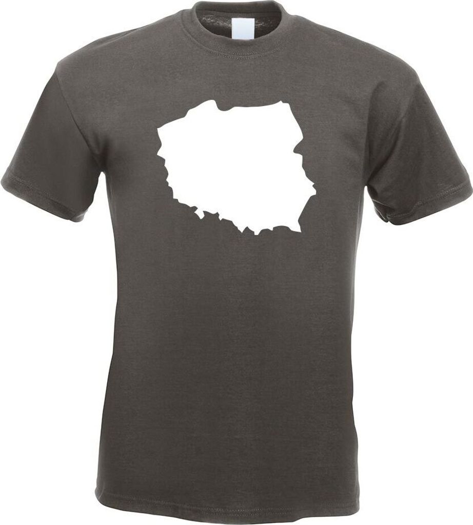 Kiwistar - T-Shirt - Graphit - Polen Umriss Kontur Herren Funshirt Bedruckt Design Sprüche Spruch Motive - mit Motiv Bedruckt - Funshirt Design - ...