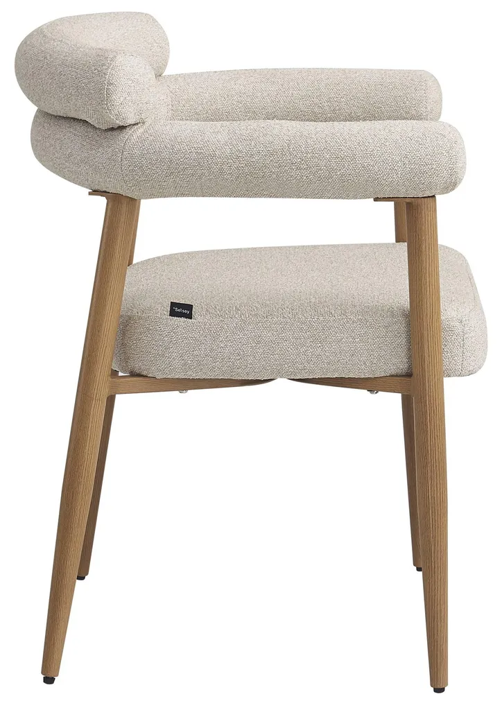 Chaise salle à manger Selsey Pragess bouclé beige et chêne naturel - 8
